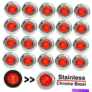 N[Jo[ 20x 3/4 "ۂԂLEDTCh}[J[CggbNg[[p̍Px[Xt 20X 3/4" Round Red LED Side Marker Lights With Stailness Base for Truck Trailer