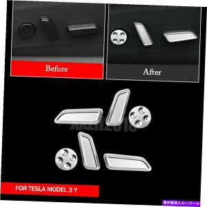 �N���[���J�o�[ 6x�N���[���C���e���A�V�[�g�����X�C�b�`�{�^���J�o�[�e�X�����f��3 y�̃g���� 6x Chrome Interior Seat Adjustment Switch Button Cover Trim For Tesla Model 3 Y