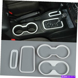 N[Jo[ W[vO[JK 2011-2017̃zCgJbvz_[gMAVtgplJo[g White Cup Holder Trim Gear Shift Panel Cover Trim for Jeep Wrangler JK 2011-2017