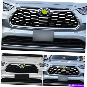 N[Jo[ g^nC_[2021̃tgop[Z^[OXebJ[Jo[g Front Bumper Center Grill Decor Sticker Cover trim For Toyota Highlander 2021