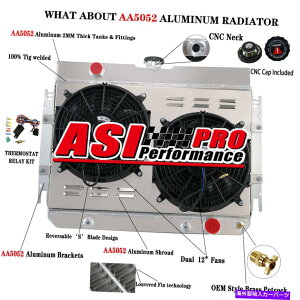 Radiator �t�B�b�g63-68�V�{���[�C���p���A64 65 66 67�G���J�~�m3��A���~�j�E�����W�G�[�^�[+�V�����E�h�t�@�� Fit 63-68 Chevy Impala,64 65 66 67 EL Camino 3 Row Aluminum Radiator+Shroud Fan�y���s�A���i�z