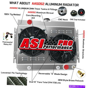 Radiator 63-68�V�{���[�C���p�� /�G���J�~�m /�x���G�A5.3L 3�񃉃W�G�[�^�[+�V�����E�h�t�@�������[ For 63-68 Chevy Impala /EL Camino /Bel Air 5.3L 3 Row Radiator+Shroud Fan Relay�y���s�A���i�z