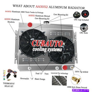 Radiator ���W�G�[�^�[3��V�����E�h�t�@�������[�t�B�b�g1963-1968�V�{���[�C���p��������gm�Abiscayne i6 Radiator 3-Rows Shroud Fan Relay Fit 1963-1968 Chevy Impala Many GM, Biscayne I6�y���s�A���i�z