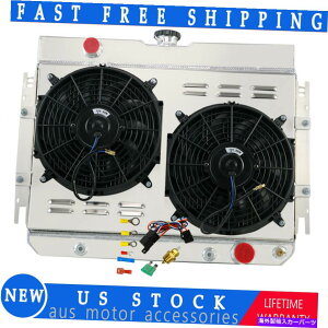 Radiator 63-1968��4��̃��W�G�[�^�[�V�����E�h�t�@�� 4 Row Radiator Shroud Fan For 63-1968 Chevy Bel Air Chevelle/Impala/EL Camino V8�y���s�A���i�z
