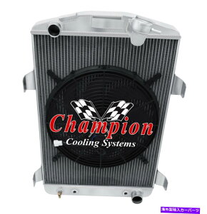 Radiator 3SZ`sIWG[^[W/ 16C`t@1930V{[J[V{[V8ϊ 3 Row SZ Champion Radiator W/ 16" Fan for 1930 Chevrolet Car Chevy V8 Conversion