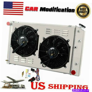 Radiator 4row�A���~�j�E�����W�G�[�^�[+�V�����E�h�t�@��1968-1990�V�{���[�V�F�x���G���J�~�m�C���p�� 4Row Aluminum Radiator+Shroud Fan For 1968-1990 Chevy Chevelle El Camino Impala�y���s�A���i�z