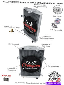 Radiator 3DR`sIWG[^[W/ 16C`t@1930V{[J[V{[V8ϊ 3 Row DR Champion Radiator W/ 16" Fan for 1930 Chevrolet Car Chevy V8 Conversion