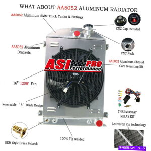 Radiator 1935-1936tH[hfA GMV{[v8 3A~jEWG[^[VEht@[ For 1935-1936 Ford Model A GM Chevy V8 3 Row Aluminum Radiator Shroud Fan Relay