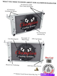 Radiator 3��A���~�j�E���`�����s�I�����W�G�[�^�[W/ 14�C���`�t�@��1996 Ford Mustang V8�G���W�� 3 Row Aluminum Champion Radiator W/ 14" Fan for 1996 Ford Mustang V8 Engine