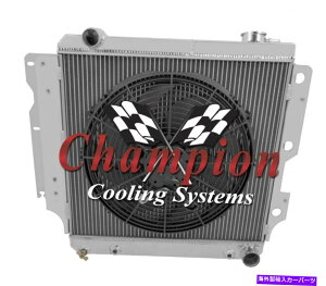 Radiator 2�s1 AAR�`�����s�I�����W�G�[�^�[�A16�t�@��-1987-2004�W�[�v�����O���[YJ�V�F�r�[v8�G���O 2 Row 1 AAR Champion Radiator,16 Fan-1987-2004 Jeep Wrangler YJ Chevy V8 Eng�y���s�A���i�z