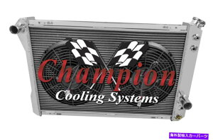 Radiator 2�s1 AL�`�����s�I�����W�G�[�^�[W/ 2 12�t�@��1982-1992�V�{���[�J�}�� 2 Row 1 AL Champion Radiator W/ 2 12 Fans for 1982 - 1992 Chevrolet Camaro�y���s�A���i�z