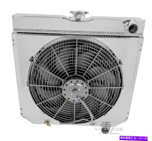 Radiator 1967-68�}�X�^���O�N�[�K�[�I�[���A���~�j�E��4��kr�`�����s�I�����W�G�[�^�[�t�@���V�����E�h�R���{ 1967-68 Mustang Cougar All Aluminum 4 Row KR Champion Radiator Fan Shroud Combo�y���s�A���i�z