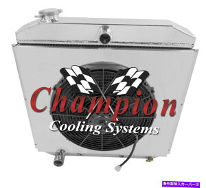 Radiator 2�s1 �`�����s�I�����W�G�[�^�[�A16�n�C�p�t�H�[�}���X�t�@���A�V�����E�h53-56�t�H�[�h�g���b�NV6�AV8 2 Row 1 Champion Radiator,16 HI Performance Fan, Shroud 53-56 Ford Truck V6,V8�y���s�A���i�z
