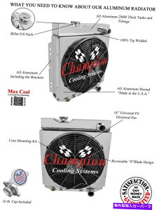 Radiator 4 row�`�����s�I�����W�G�[�^�[W/ 16 �X�p���V���t�@���A1964�N�̃V�����E�h65 1966�}�X�^���OV8 4 Row Champion Radiator W/ 16 SPAL Thin Fan,Shroud for 1964 65 1966 Mustang V8�y���s�A���i�z