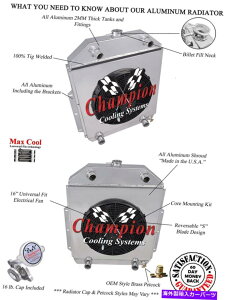 Radiator 1942-1952�t�H�[�h�g���b�N - 16�C���`�̃t�@���ƃV�����E�h��������`�����s�I��3�񃉃W�G�[�^�[ 1942 - 1952 Ford Truck - Champion 3 Row Radiator with a 16in Fan and Shroud
