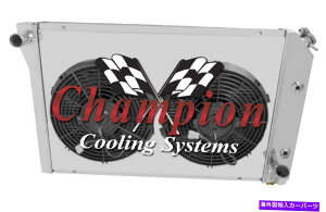 Radiator 2��JR�`�����s�I�����W�G�[�^�[�A2 12 �t�@���A1977�N����1983�N�̃V�����E�h�R���x�b�gV8 Eng 2 Row JR Champion Radiator, 2 12 Fans, Shroud for 1977 - 1983 Corvette V8 Eng�y���s�A���i�z