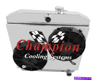 Radiator 2s1 "PR`sIWG[^[A2 10"t@AVEh-1955 56 1957V{[J[V8 Eng 2 Row 1" PR Champion Radiator,2 10" Fans,Shroud - 1955 56 1957 Chevy Cars V8 Eng