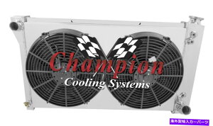 Radiator 2��PR�`�����s�I�����W�G�[�^�[28 �A2 14�C���`�t�@���A�V�����E�h-1967-1972�V�{���[�s�b�N�A�b�v�g���b�N 2 Row PR Champion Radiator 28,2 14 Fans,Shroud-1967-1972 Chevy Pickup Trucks�y���s�A���i�z