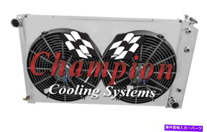 Radiator 1975-1979V{[m@3E`sIWG[^[ƃVEh12C`̃Xpt@ 1975-1979 Chevy Nova 3 Row Champion Radiator With Shroud And 12" Spal Fans