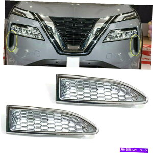 N[Jo[ Y[O2021 2022NtgwbhCg̑Jo[gANZT[ Fits Nissan Rogue 2021 2022 Chrome Front Headlight Decor Cover Trim Accessories