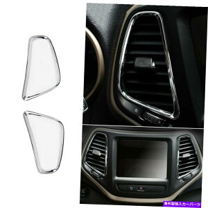 N[Jo[ ~hGAAEgbgxgJo[gW[v`FL[2014-2018ɃtBbg2x ABSNtBbg Middle Air Outlet Vent Cover Trim 2X ABS Chrome Fit For Jeep Cherokee 2014-2018