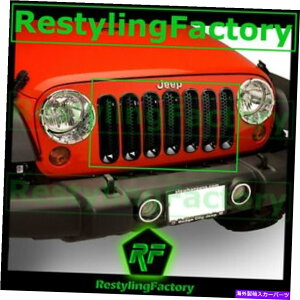 �N���[���J�o�[ �I�[���u���b�N7PCS�O�����J�o�[07-16�W�[�vJK�����O���[�p���b�V���O�����V�F�� All Black 7pcs Grille Cover Insert Mesh Grill Shell for 07-16 Jeep JK Wrangler�y���s�A���i�z