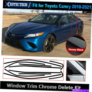 N[Jo[ OXubNN폜g^J2018-21̃ubNAEgI[o[CEBhEfJ[fJ[ Gloss Black Chrome Delete Blackout Overlay Window Decal For Toyota Camry 2018-21