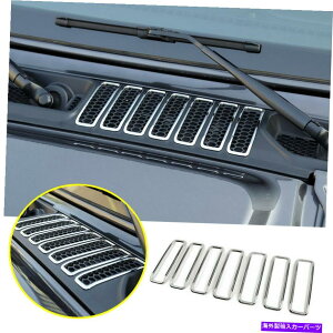 N[Jo[ 2020N2022NɂăW[vOfBG[^[JTNtgt[hGAxg[fBOJo[g7p For 2020-2022 Jeep Gladiator JT Chrome Front Hood Air Vent Molding Cover Trim 7P
