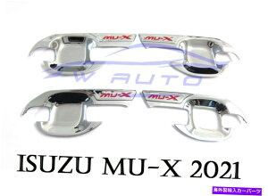 �N���[���J�o�[ 4�N�����h�A�n���h���{�E���J�o�[�̃n���h���C�\�YMU-X MUX SUV 2021 2022 2023���b�h���S 4 Chrome Doors Handle Bowl Cover For Isuzu MU-X MUX SUV 2021 2022 2023 Red Logo�y���s�A���i�z