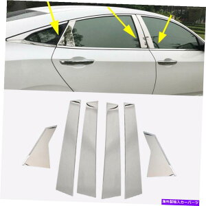 N[Jo[ z_VrbN2016-2021̃NhAEBhE̒|XggJo[[fBO Chrome Door Window Pillar Post Trim Cover Molding For Honda Civic 2016-2021