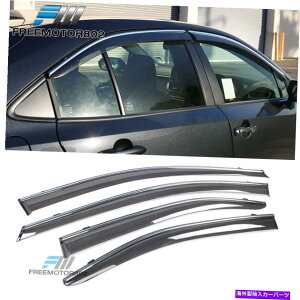 クロームカバー 20-22トヨタカローラセダンウィンドウバイザーレインサンガードw/クロムトリム4pc Fits 20-22 Toyota Corolla Sedan Window Visors Rain Sun Guard w/ Chrome Trim 4PC