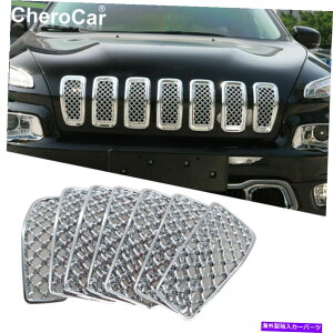 N[Jo[ tgOCT[gbVgnjJJo[W[v`FL[2014-18N Front Grille Inserts Mesh Trim Honeycomb Cover for Jeep Cherokee 2014-18 Chrome