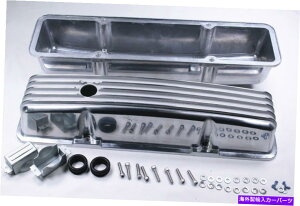 GWJo[ 58-86 SBC Chevy 327 350 400|bVA~jEw̍gtB̃ouJo[ 58-86 SBC Chevy 327 350 400 Polished Aluminum Tall Retro Finned Valve Covers