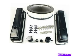 GWJo[ 58-79 SBC 350V{[ubNGWhXAbvLbgw̍ouJo[GAN[i[ For 58-79 SBC 350 Chevy Black Engine Dress Up Kit Tall Valve Covers Air Cleaner