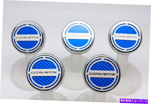 GWJo[ C7Rxbg5PCGWLbvJo[Zbg - Fw/RxbgS C7 Corvette Automatic 5pc Engine Cap Cover Set - Blue w/ Corvette Name Logo