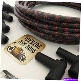 エンジンカバー 電子イグニッションシステム用のビンテージクロスカバースパークプラグワイヤーキットレッド/bk Vintage Cloth Covered Spark Plug Wire Kit for ELECTRONIC IGNITION SYSTEMS Red/Bk