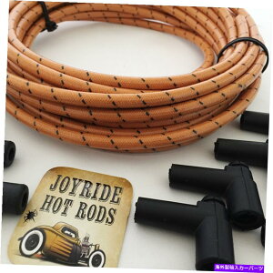 GWJo[ dqCOjbVVXep25tB[g̕zŕꂽXp[NvOC[LbgAo[/blk 25ft Cloth Covered Spark Plug Wire Kit for ELECTRONIC IGNITION SYSTEMS Amber/Blk