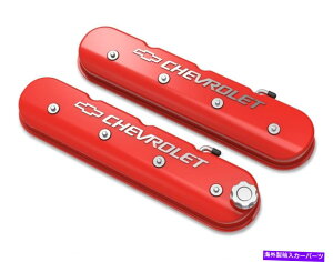 �G���W���J�o�[ �z���[241-404�w�̍���LS�o���u�J�o�[�{�E�^�C/�V�{���[���S - �O���X���b�h�}�b�N... Holley 241-404 Tall LS Valve Cover with Bowtie/Chevrolet Logo - Gloss Red Mac...