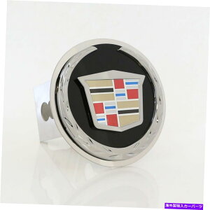 N[Jo[ LfbN̐VSg[[qb`Jo[vOiN̍j Cadillac New Logo Tow Trailer Hitch Cover Plug (Black on Chrome)