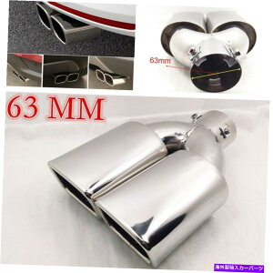 N[Jo[ 1PC 63mm 2.5 "NXeXJ[AfAGL][XgpCve[}t[`bvJo[ 1pc 63mm 2.5" Chrome Stainless Car Rear Dual Exhaust Pipe Tail Muffler Tip Cover