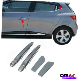 クロームカバー RenaultClio 2012-2018 Chrome Side DoorハンドルカバートリムS.Steel 6 PCS Fits Renault Clio 2012-2018 Chrome Side Door Handle Cover Trim S.Steel 6 Pcs