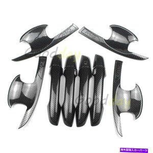 �N���[���J�o�[ �z���_CR-V CRV 2017-2021�J�[�{���t�@�C�o�[�X�^�C���̃h�A�n���h���J�o�[ +�{�E���g���� Door Handle Cover + Bowl Trims For Honda CR-V CRV 2017-2021 Carbon Fiber Style�y���s�A���i�z