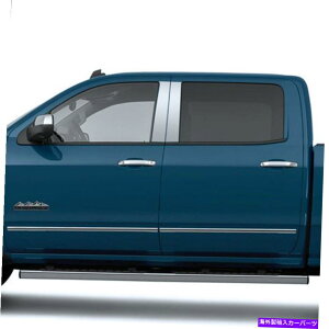 クロームカバー 4PCステンレス鋼の柱のポストカバー2014-2015シボレーシルバラード1500クルーC 4pc Stainless Steel Pillar Post Covers for 2014-2015 Chevy Silverado 1500 Crew C