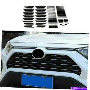 �N���[���J�o�[ �g���^RAV4�p19-21�u���b�N�X�e�����X�t�����g�t�[�h�N�����O�����J�o�[�g����1�Z�b�g For Toyota RAV4 19-21 Black Stainless Front Hood Chrome Grille Cover Trim 1 Set