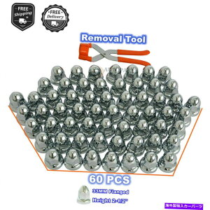 �N���[���J�o�[ 60 PCS CHROME ABS�v���X�`�b�N��̐�������O�i�b�g�J�o�[��33mm�t�����W�t�������c�[�� 60 PCS Chrome ABS Plastic Pointed Lug Nut Covers & 33mm Flanged W/ Removal Tool�y���s�A���i�z