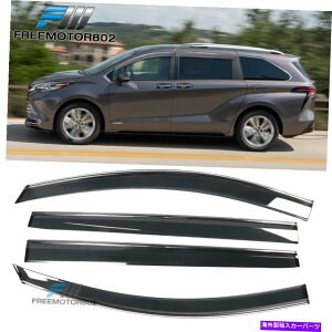N[Jo[ 21-22g^VGiPCCWFNVOEX^CEBhEoCU[Ng Fits 21-22 Toyota Sienna PC Injection OE Style Window Visor Chrome Trim