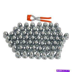 �N���[���J�o�[ 60 Chrome ABS�v���X�`�b�N��������O�i�b�g�J�o�[�A33mm�t�����W�t�������c�[�� 60 Chrome ABS Plastic Pointed Lug Nut Covers, 33mm Flanged W/ Removal Tool�y���s�A���i�z