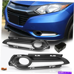 �N���[���J�o�[ 16-18�̃z���_HR-V�t�����g�o���p�[�t�H�O���C�g/�����v�x�[���J�o�[�t��DRL+�X�C�b�` For 16-18 Honda HR-V Front Bumper Fog Light/Lamp Bezel Cover W/LED DRL+Switch�y���s�A���i�z