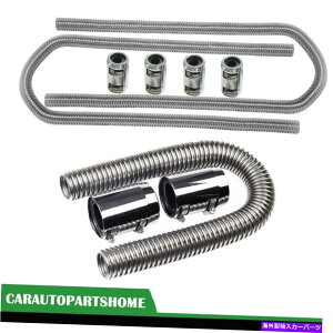 N[Jo[ 24 "XeX|̃NWG[^[z[X44"q[^[z[XLbg/NvJo[t 24" Stainless Steel Chrome Radiator Hose & 44" Heater Hoses Kit w/ Clamp Covers