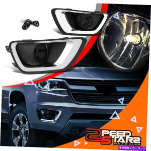 N[Jo[ 2PCSX[NYtHOCg+2015-2019Rh̃Ngx[Jo[+XCb` 2PCS SMOKED LENS FOG LIGHT+CHROME TRIM BEZEL COVER+SWITCH FOR 2015-2019 COLORADO